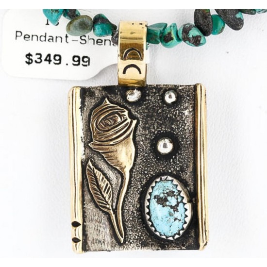 12kt Gold Filled and .925 Sterling Silver Handmade Rose Certified Authentic Navajo Turquoise Native American Necklace 371007017698