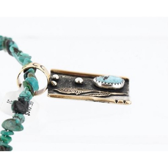 12kt Gold Filled and .925 Sterling Silver Handmade Rose Certified Authentic Navajo Turquoise Native American Necklace 371007017698