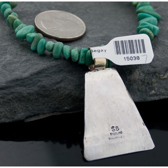 12kt Gold Filled Handmade Buffalo Certified Authentic .925 Sterling Silver Navajo Turquoise Native American Necklace 390619935946