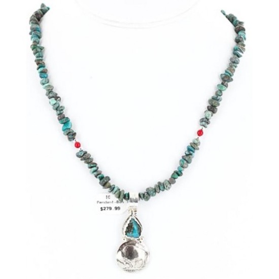 Vintage Style OLD Buffalo Coin Certified Authentic Navajo .925 Sterling Silver Turquoise Native American Necklace 390747398141