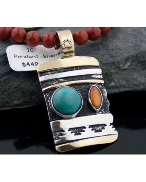 12kt Gold Filled .925 Sterling Silver Handmade Certified Authentic Navajo Natural Turquoise Jasper Native American Necklace 15034-15-1577