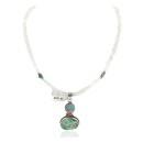 .925 Sterling Silver Handmade Signed Certified Authentic Navajo Turquoise Quartz Native American Necklace 10049-3-15786