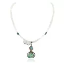 .925 Sterling Silver Handmade Signed Navajo Turquoise Quartz Native American Necklace 10049-3-15786