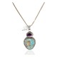 .925 Sterling Silver Handmade Certified Authentic Natural Turquoise and Purple Spiny Oyster Native American Necklace 10053-0