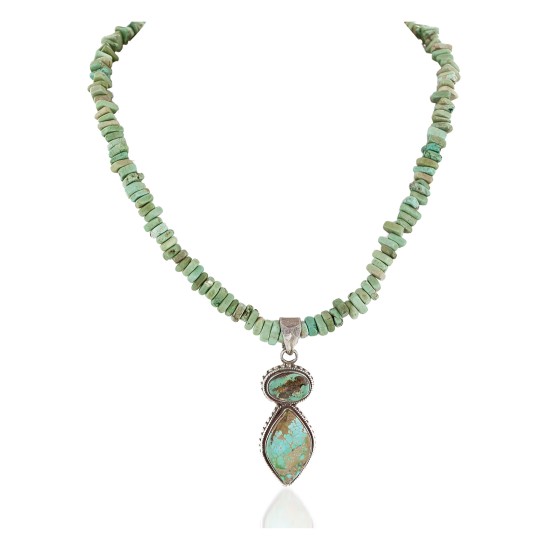 Handmade Navajo .925 Sterling Silver Natural Turquoise and Turquoise Native American Necklace 10053
