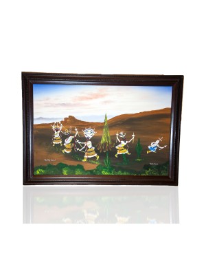 $880 Apache The Holy Gound Painted by Certified Authentic Acrylic Native American Painting  10791