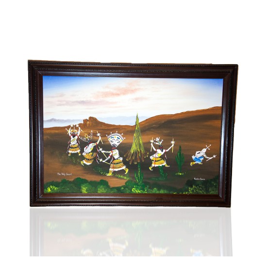 $880 Apache The Holy Gound Painted by Certified Authentic Acrylic Native American Painting  10791