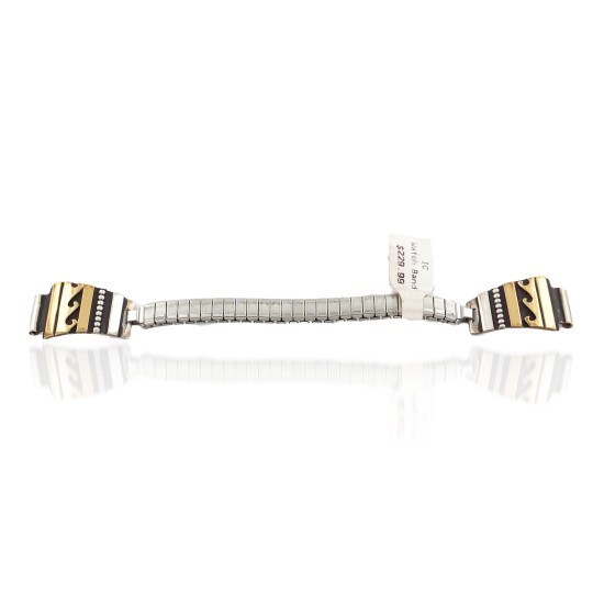 Wave 12kt Gold Filled and .925 Sterling Silver Handmade Certified Authentic Navajo Natural Native American Watchband 11120-1