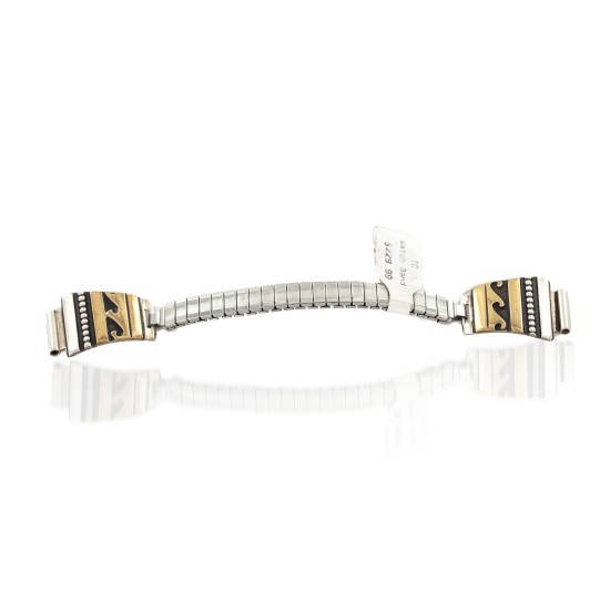 Wave 12kt Gold Filled and .925 Sterling Silver Handmade Certified Authentic Navajo Natural Native American Watchband 11120