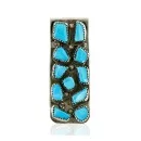 Handmade Zuni Nickel Natural Turquoise Nuggets Native American Money Clip 11210