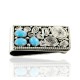 Handmade Certified Authentic Nickel Natural Turquoise Native American Money Clip 11237