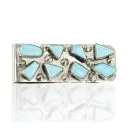 Handmade Signed Zuni Nickel Natural Turquoise Nuggets Native American Money Clip 11246