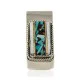 Handmade Navajo Nickel and .925 Sterling Silver Inlay Natural Turquoise and Mother of Pearl Native American Money Clip 11263-2