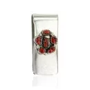 Handmade Navajo .925 Sterling Silver Natural Coral Nuggets Native American Money Clip 1128