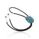 Handmade Zuni .925 Sterling Silver Turquoise NUGGETS Native American Bolo Tie 1179