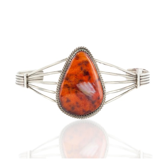 Handmade Certified Authentic .925 Sterling Silver Natural Spiny Oyster Native American Bracelet 12325