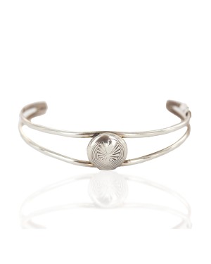 Handmade Certified Authentic Mae Peshlakei Navajo .925 Sterling Silver Native American Baby Bracelet 12442-100