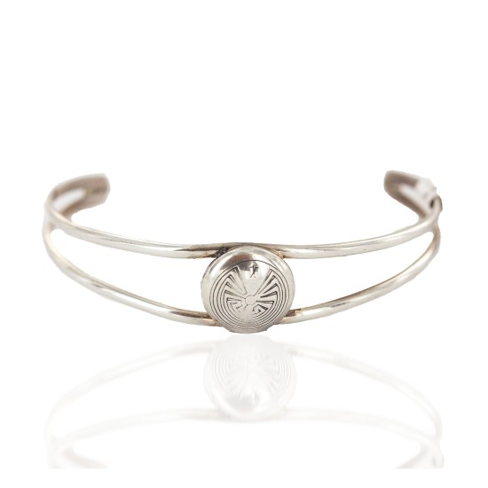Handmade Certified Authentic Mae Peshlakei Navajo .925 Sterling Silver Native American Baby Bracelet 12442-100 Handmade Certified Authentic Mae Peshlakei Navajo .925 Sterling Silver Native American Baby Bracelet 12442-100