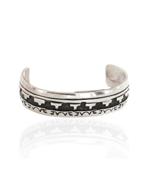 Handmade Certified Authentic Mountain Navajo .925 Sterling Silver Baby Native American Bracelet 12505