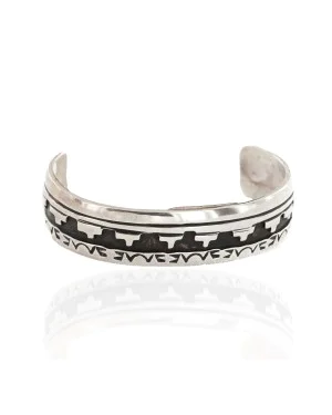 Handmade Mountain Navajo .925 Sterling Silver Baby Native American Bracelet 12505