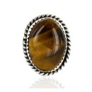 .925 Sterling Silver Handmade Certified Authentic Navajo Natural Tigers Eye Native American Ring  12511
