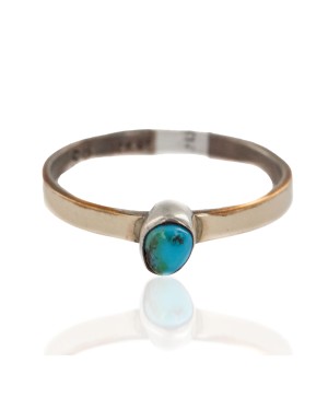 12kt Gold Filled 925 Sterling Silver Certified Authentic Handmade Navajo Natural Turquoise Native American Ring  12513-1