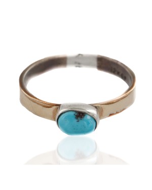 12kt Gold Filled 925 Sterling Silver Handmade Certified Authentic Navajo Natural Turquoise Native American Ring  12513