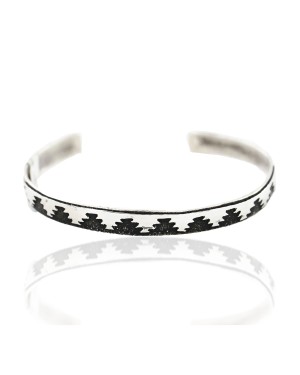 .925 Sterling Silver Handmade Mountain Certified Authentic Navajo Native American Bracelet 12534