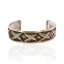 12kt Gold Filled and .925 Sterling Silver Handmade Feather Certified Authentic Navajo Native American Bracelet 12558-1