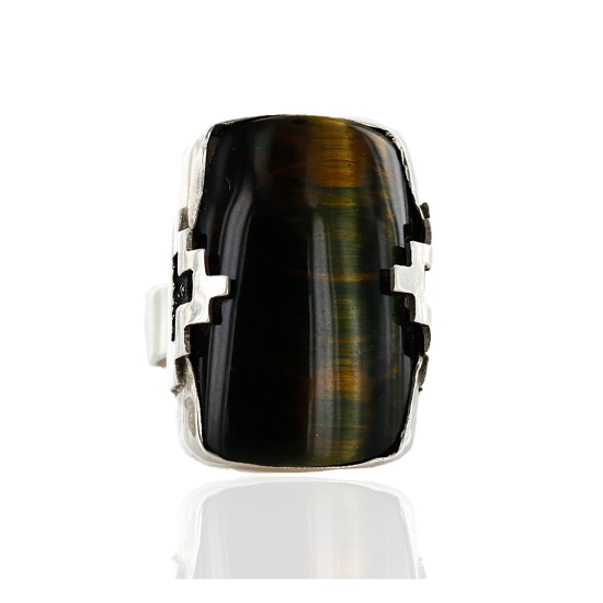 .925 Sterling Silver Handmade Certified Authentic Navajo TIGERS EYE Native American Ring  12579