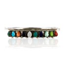 Petit Point Handmade Zuni .925 Sterling Silver Multicolor Turquoise Native American Bracelet 12611
