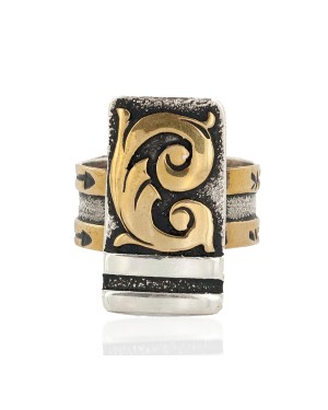Rare 12kt Gold Filled 925 Sterling Silver Handmade Certified Authentic Navajo Native American Ring  12621-1
