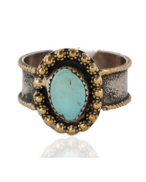 12kt Gold Filled 925 Sterling Silver Handmade Certified Authentic Navajo Natural Native American Ring  12623-1
