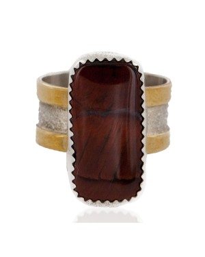 12kt Gold Filled 925 Sterling Silver Handmade Certified Authentic Navajo Natural Tigers Eye Native American Ring  12625