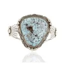 Handmade Navajo .925 Sterling Silver Natural Spiderweb Turquoise Native American Bracelet 12675