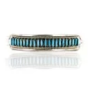 Petit Point Handmade Zuni .925 Sterling Silver Turquoise Native American Bracelet 12685-2