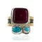 .925 Sterling Silver And 12kt Gold Filled Handmade Navajo Turquoise, Sugilite Native American Ring 12691-3