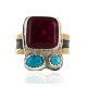 .925 Sterling Silver And 12kt Gold Filled Handmade Certified Authentic Navajo Turquoise, Sugilite Native American Ring 12691-3 .925 Sterling Silver And 12kt Gold Filled Handmade Certified Authentic Navajo Turquoise, Sugilite Native American Ring 12691-3