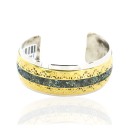 Handmade Mountain Certified Authentic Navajo Pure Nickel Brass Natural Chips Turquoise Native American Bracelet 12838-1