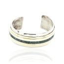 Handmade Certified Authentic Navajo Pure Nickel Brass Natural Chips Turquoise Native American Bracelet 12838-2