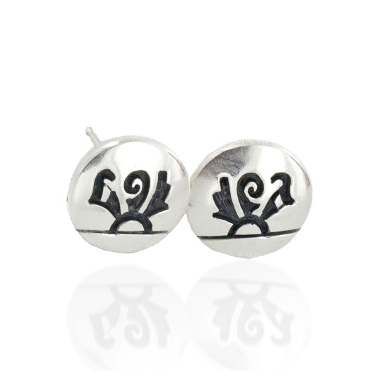 Handmade Certified Authentic Hopi .925 Sterling Silver Stud Native American Earrings 12855-9 Handmade Certified Authentic Hopi .925 Sterling Silver Stud Native American Earrings 12855-9