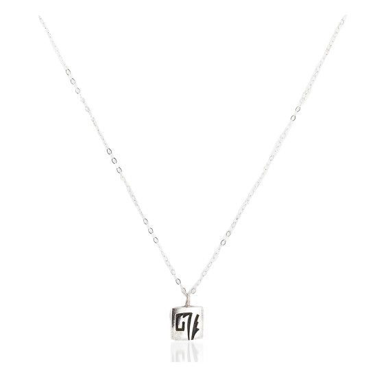 Handmade Certified Authentic Hopi .925 Sterling Silver Pendant Native American Necklace 12859