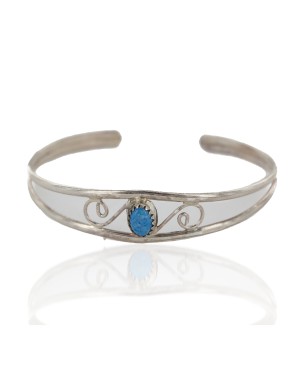 Handmade Certified Authentic Navajo .925 Sterling Silver Natural Lapis Baby Native American Bracelet 12873