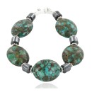Certified Authentic Navajo .925 Sterling Silver Composite Turquoise Hematite Native American Bracelet 12892-3