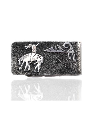 End of the Trail .925 Sterling Silver Ray Begay Certified Authentic Handmade Navajo Native American Money Clip  13194-13