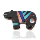 Handmade Signed Navajo .925 Sterling Silver Natural Turquoise and Multicolor Native American Pin and Pendant 14469