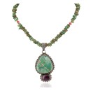 .925 Sterling Silver Handmade Signed Certified Authentic Navajo Turquoise Coral Spiny Oyster Native American Necklace 14790-16029-12