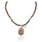 .925 Sterling Silver Handmade Certified Authentic Navajo Signed Natural Boulder Turquoise and Tigers Eye Native American Necklace 14815-15786