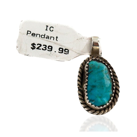 .925 Sterling Silver Certified Authentic Navajo Natural Turquoise Native American Pendant 14907 .925 Sterling Silver Certified Authentic Navajo Natural Turquoise Native American Pendant 14907