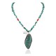.925 Sterling Silver Handmade Certified Authentic Navajo Natural and Blood Turquoise Coral Native American Necklace 14942-16029-4
